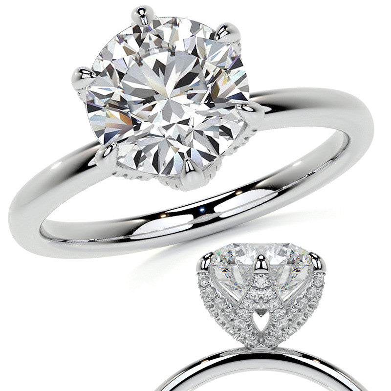 1.5ct Round Accented Tulip Moissanite Engagement Ring