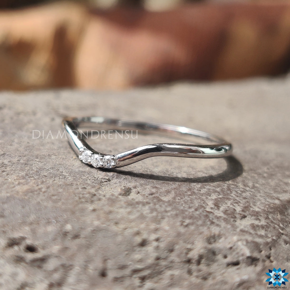 Dainty Curved Delicate Classic Moissanite Wedding Band