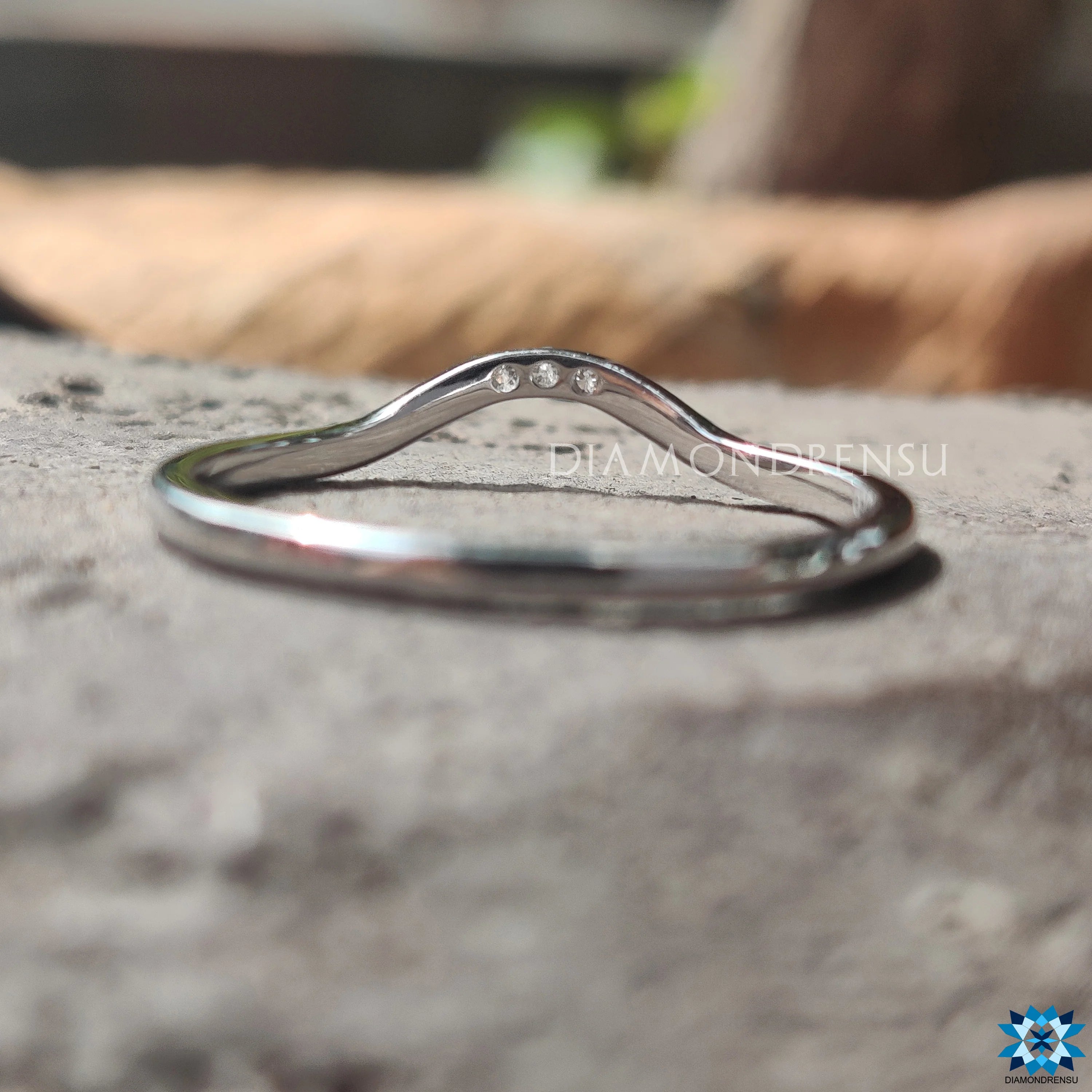 Dainty Curved Delicate Classic Moissanite Wedding Band