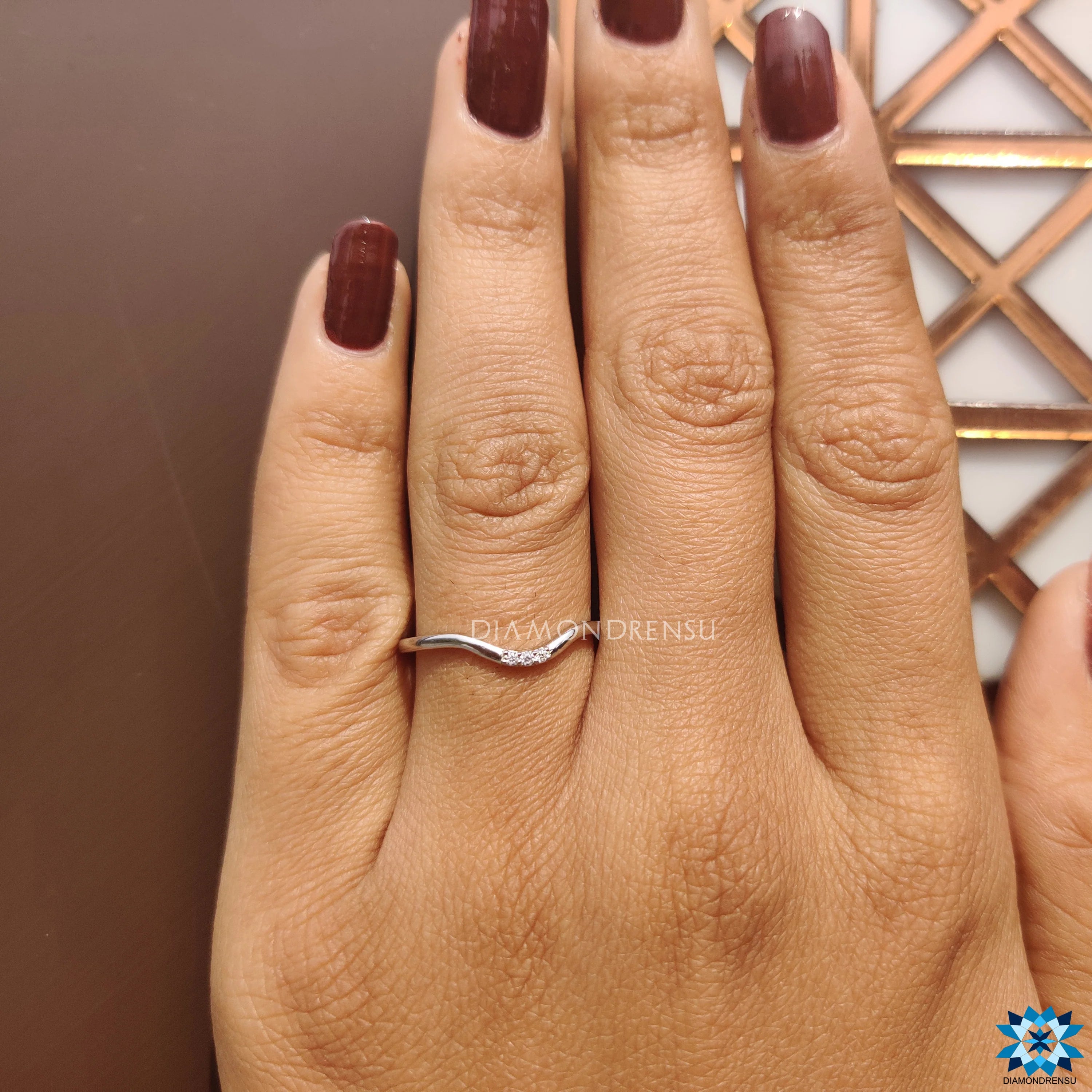 Dainty Curved Delicate Classic Moissanite Wedding Band
