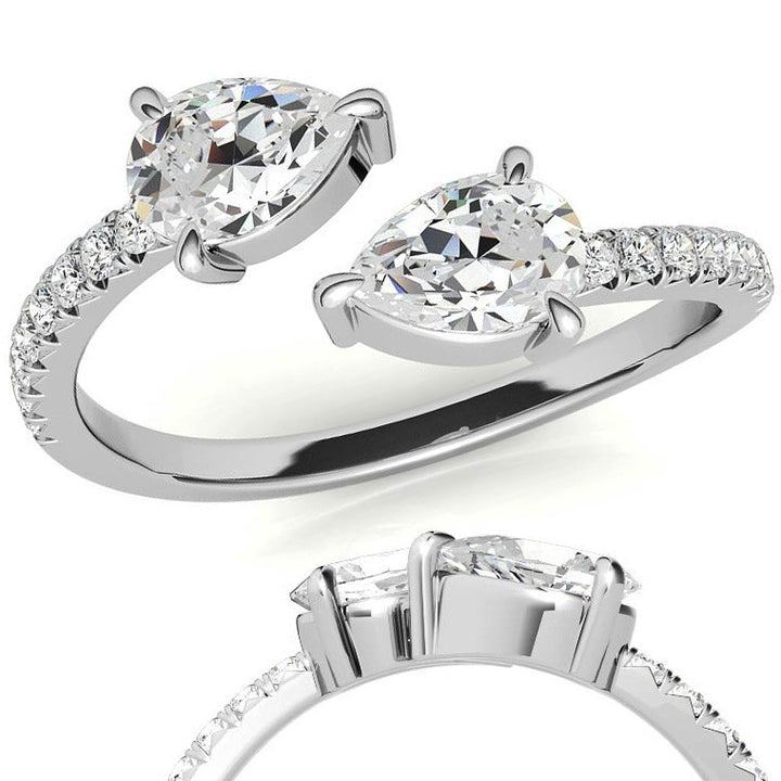 Pear Moissanite Two-Stone Open Moissanite Ring