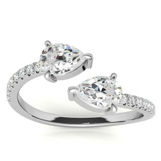Pear Moissanite Two-Stone Open Moissanite Ring
