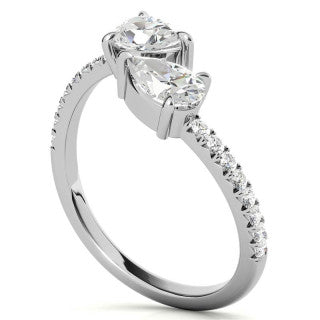 Pear Moissanite Two-Stone Open Moissanite Ring