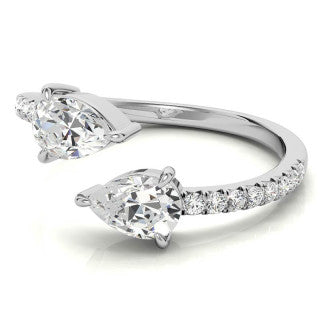 Pear Moissanite Two-Stone Open Moissanite Ring