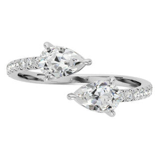 Pear Moissanite Two-Stone Open Moissanite Ring
