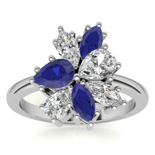 Pear and Marquise Moissanite Cluster Style Cocktail Ring