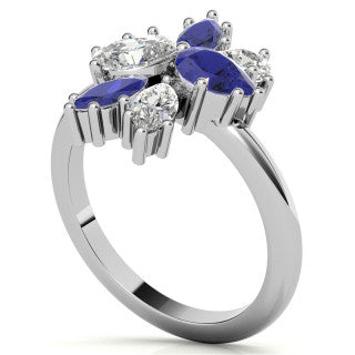 Pear and Marquise Moissanite Cluster Style Cocktail Ring