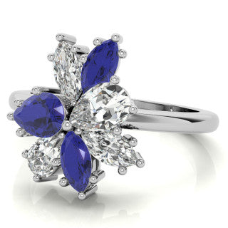 Pear and Marquise Moissanite Cluster Style Cocktail Ring