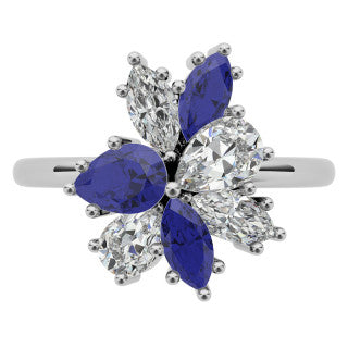 Pear and Marquise Moissanite Cluster Style Cocktail Ring