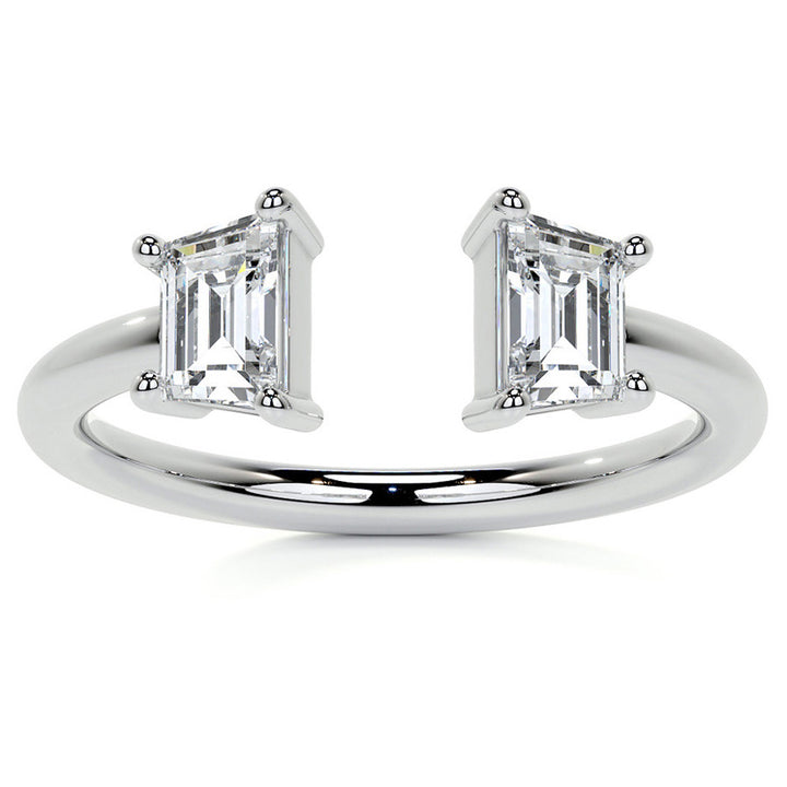Trapezoid Moissanite Two-Stone Open Ring