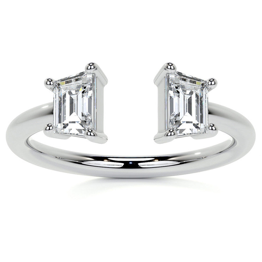 Round and Marquise Two-Stone Open Moissanite Ring