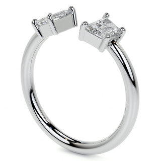 Trapezoid Moissanite Two-Stone Open Ring