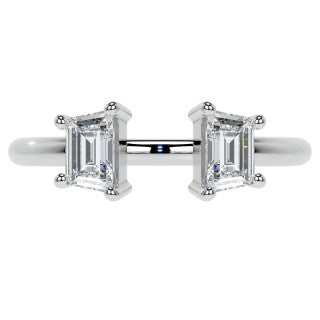 Trapezoid Moissanite Two-Stone Open Ring