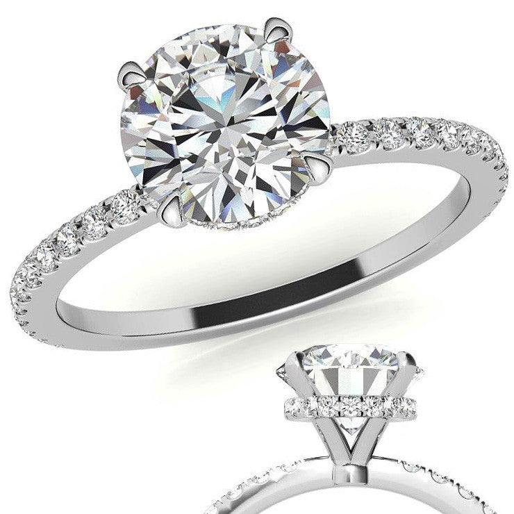 Round Brilliant Hidden Halo Moissanite Engagement Ring