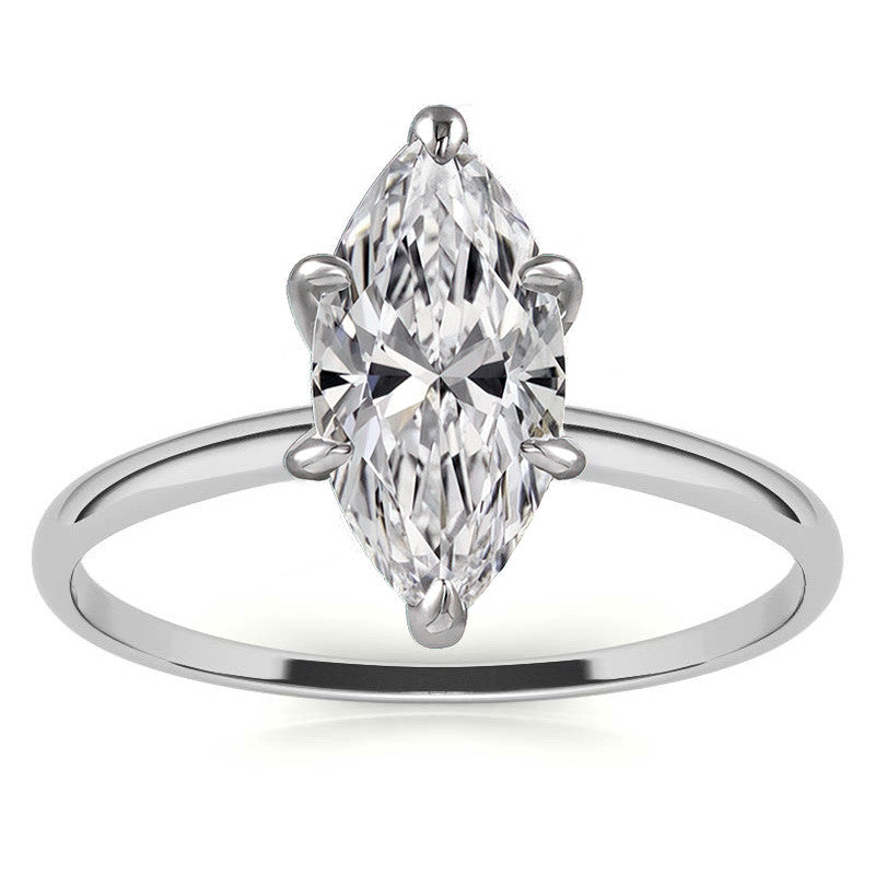 Petite 1.0ct Marquise Moissanite Solitaire Ring 1.5mm