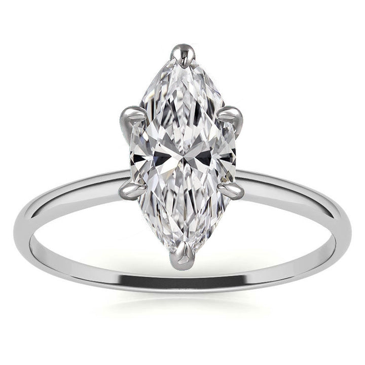 Petite 1.0ct Marquise Moissanite Solitaire Ring 1.5mm