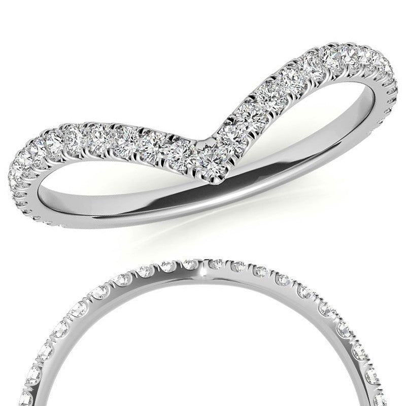 Moissanite V-Shape Stackable Band