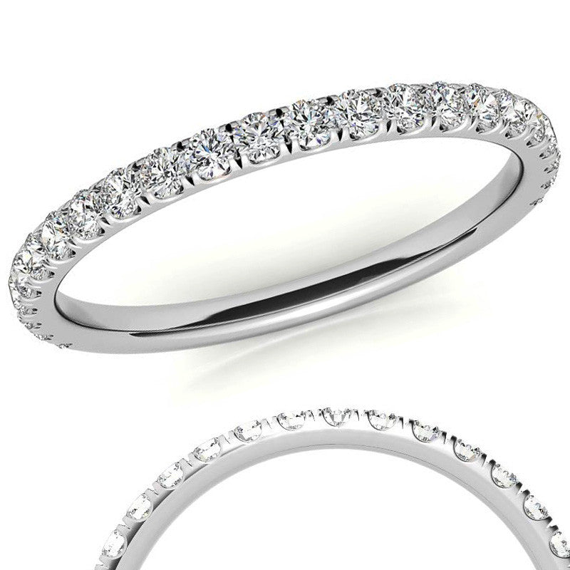 Round Brilliant Moissanite Stackable Band - 2mm