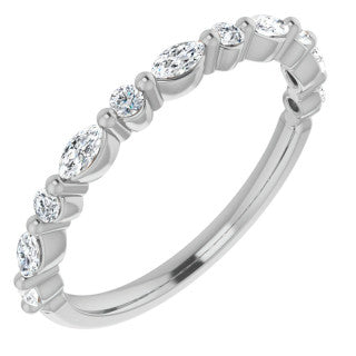 3x1.5mm Marquise and Round Shared Prong Lab Diamond Stackable Band
