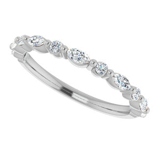 3x1.5mm Marquise and Round Shared Prong Lab Diamond Stackable Band