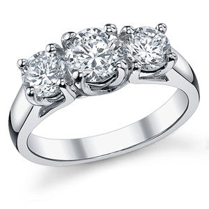 1.75ct (6mm/5mm) Round Brilliant Moissanite Trellis 3 Stone Ring