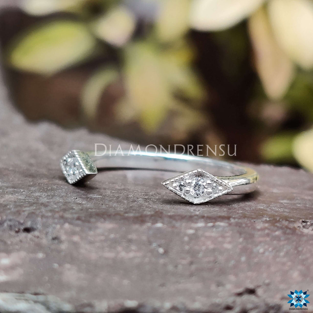 CT Round Rose Cut with Open Gap Wedding Band Classic Split Shank Bridal Set