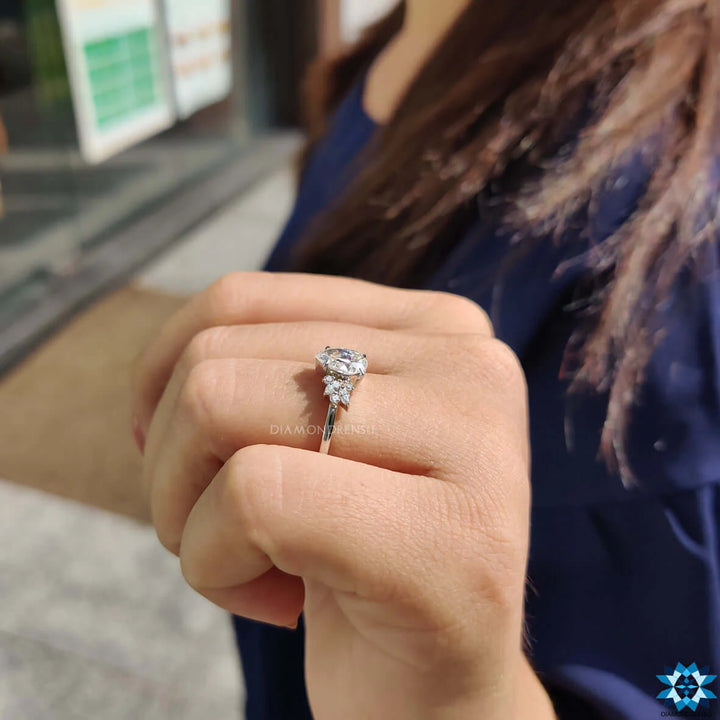 Vintage Style Engagement Ring, 1.29 TW Pear Cut Muse Engagement Ring